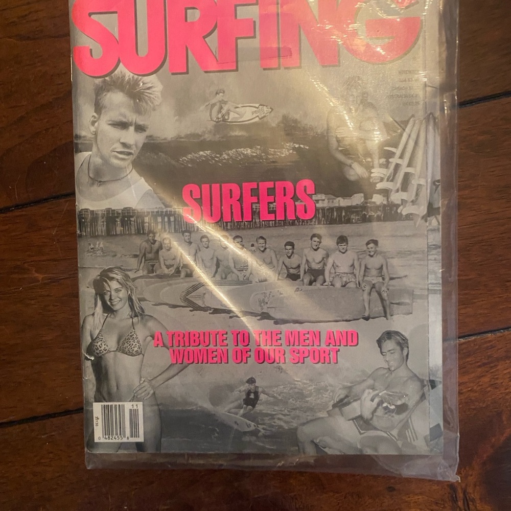 Pink and Black Retro Surfing Magazine